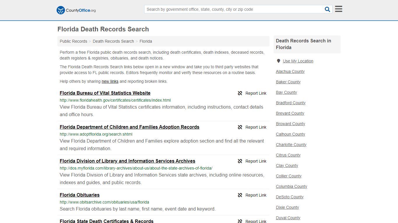 Death Records Search - Florida (Death Certificates & Indexes)